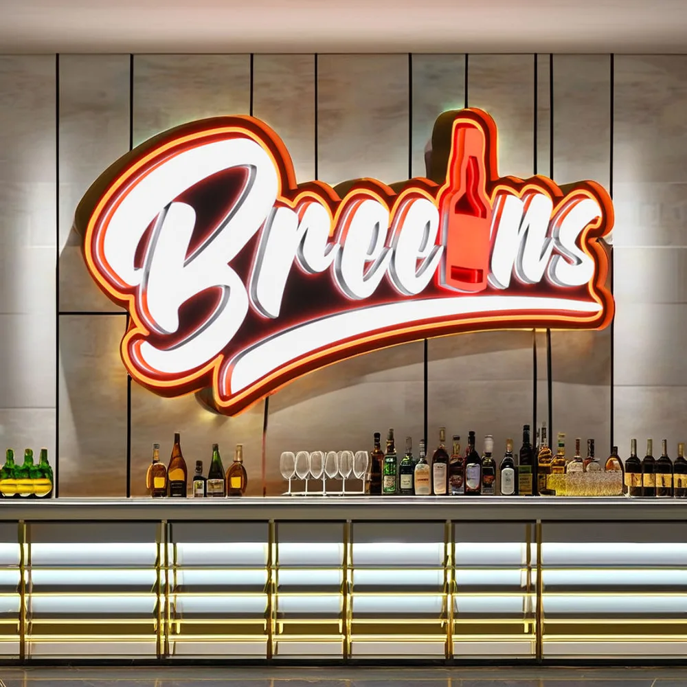Bar neon sign bold nightlife glow